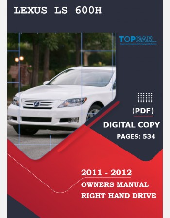 lexus ls 600h 2011-2012 owners manual