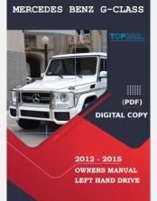 MERCEDES BENZ G-CLASS 2012 2013 2014 & 2015 OWNERS MANUAL
