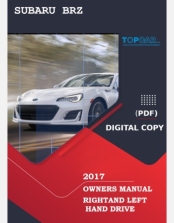 SUBARU BRZ 2017 OWNERS MANUAL RHD AND LHD