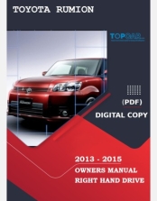 TOYOTA RUMION 2013-2015 OWNERS MANUAL IN ENGLISH