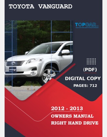 toyota vanguard 2012-2013 owners manual in english