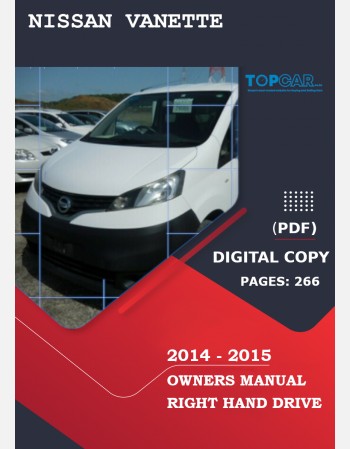 nissan vanette 2014-2015 owners manual in english